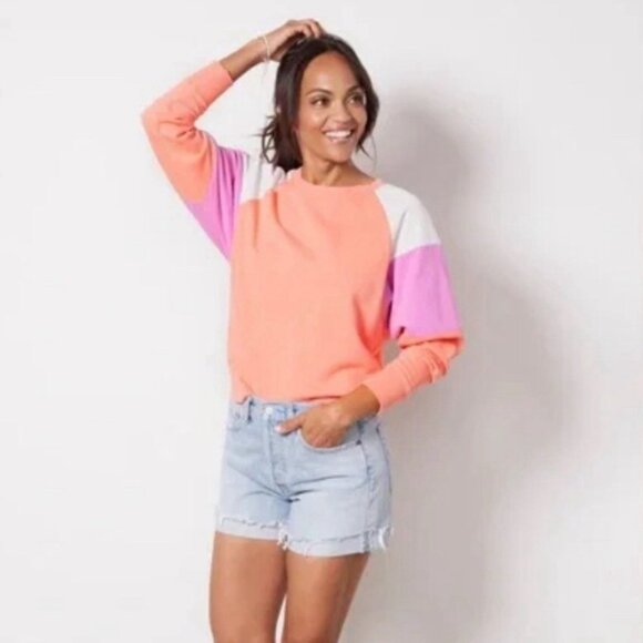 Evereve Tops - Evereve Grayson Colorblock Crewneck Sweatshirt 100% Cotton Pullover